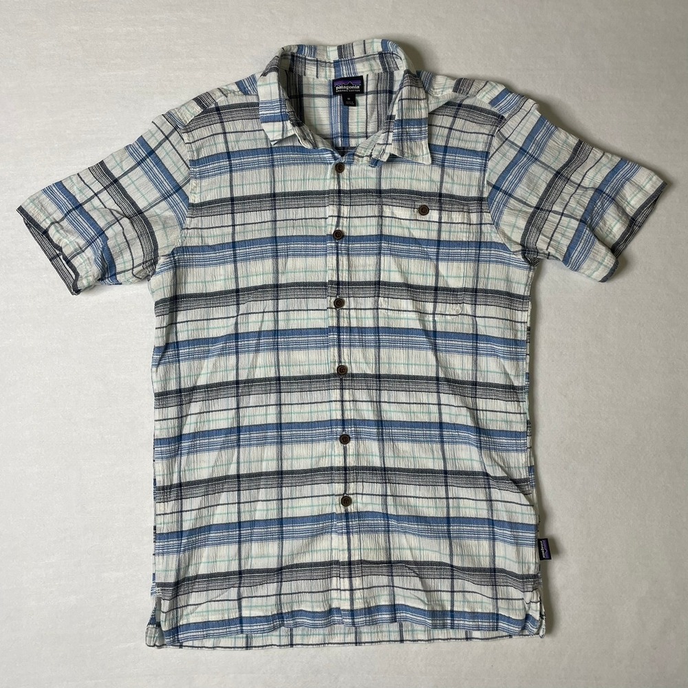 Patagonia Organic Cotton Plaid Button Up Short Sleeve Shirt Mens‎ Medium